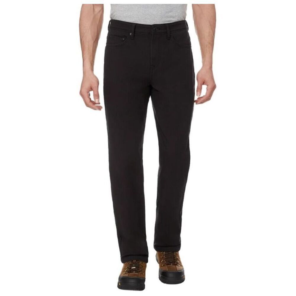 CAT Men’s Fleece Lined Canvas Pants Black Size 40 X 29 Straight Leg Stretch NWT